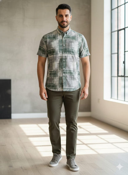 London Castle Men’s Printed Half-Sleeve Shirt