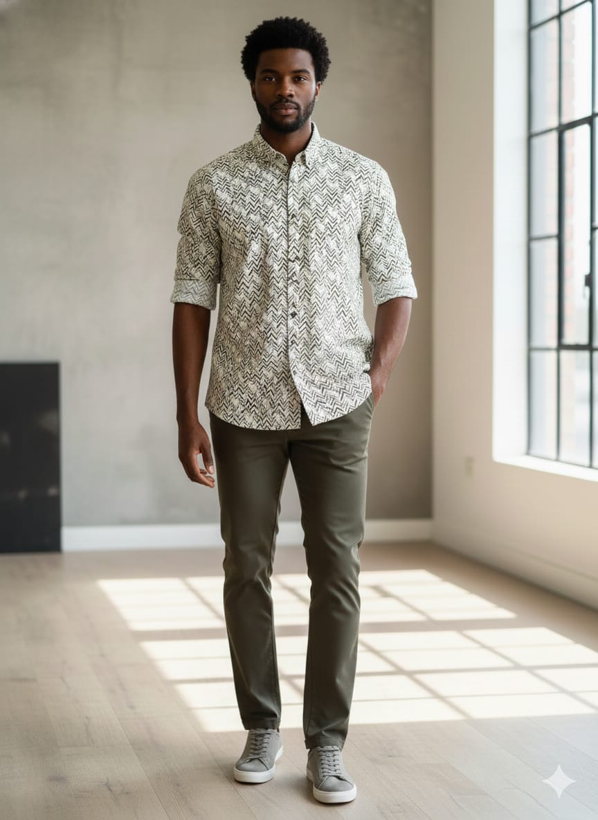 London Castle Men’s Textured Print Shirt