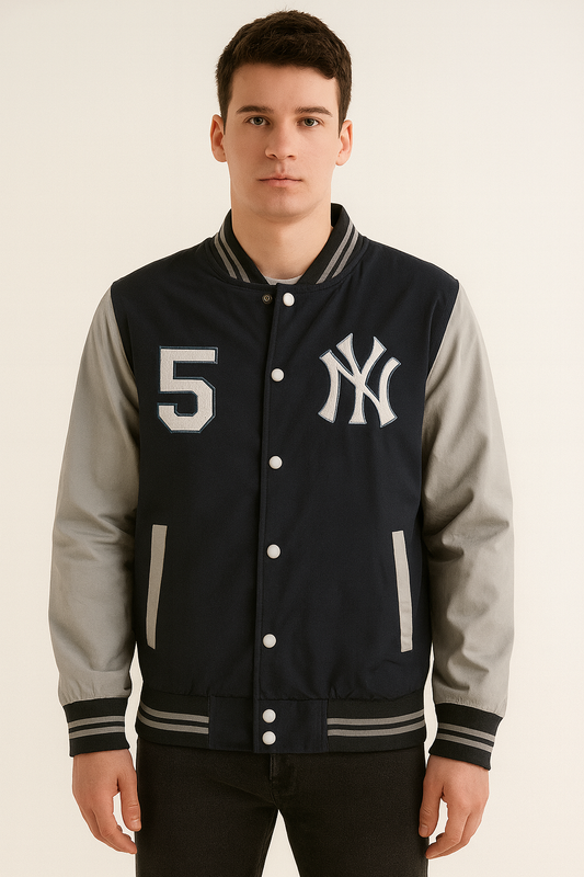 Men’s Navy Blue Varsity Jacket – Classic College Style
