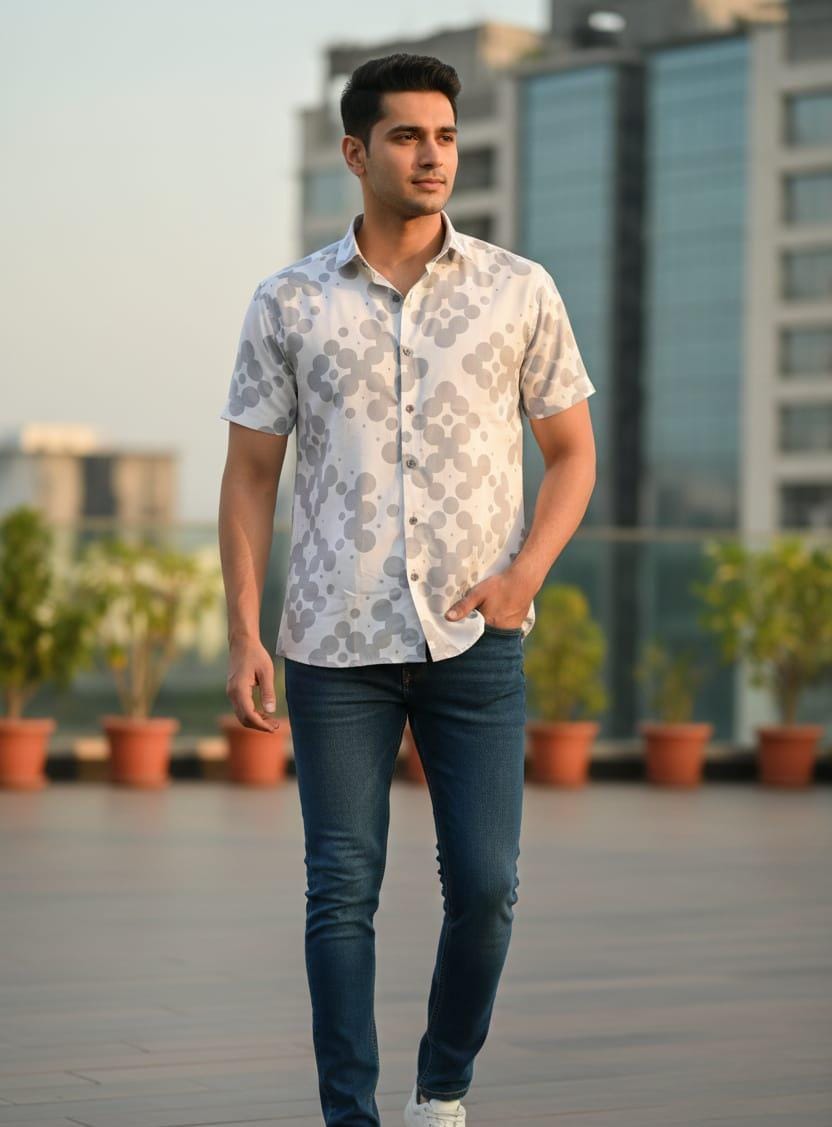 LONDON CASTEL - Men’s Casual Printed Short Sleeve Shirt | Stylish Summer Wear for Daily & Outdoor Look