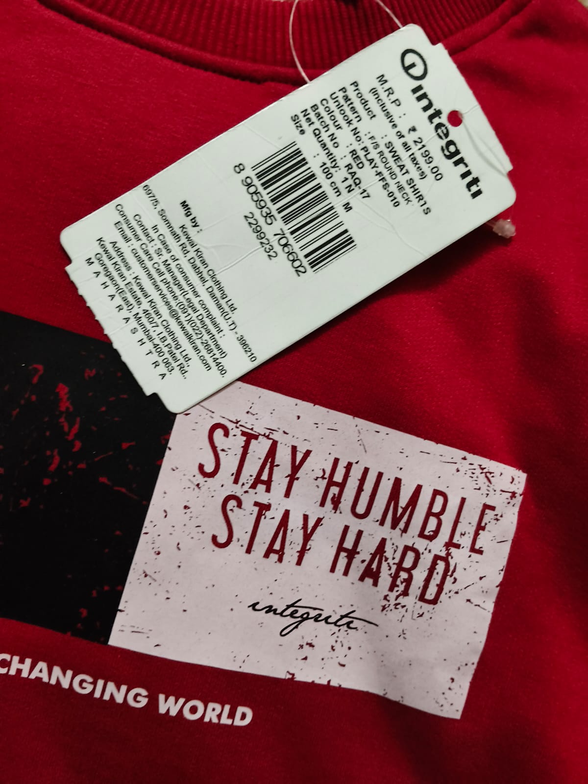 Men’s Printed Crew Neck Sweatshirt – Red