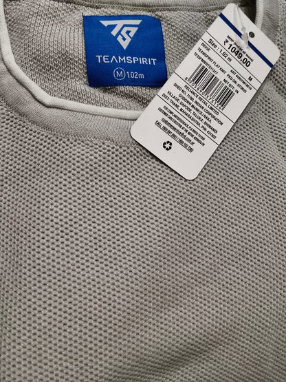 Men’s Solid Textured Crew Neck T-Shirt – Light Grey