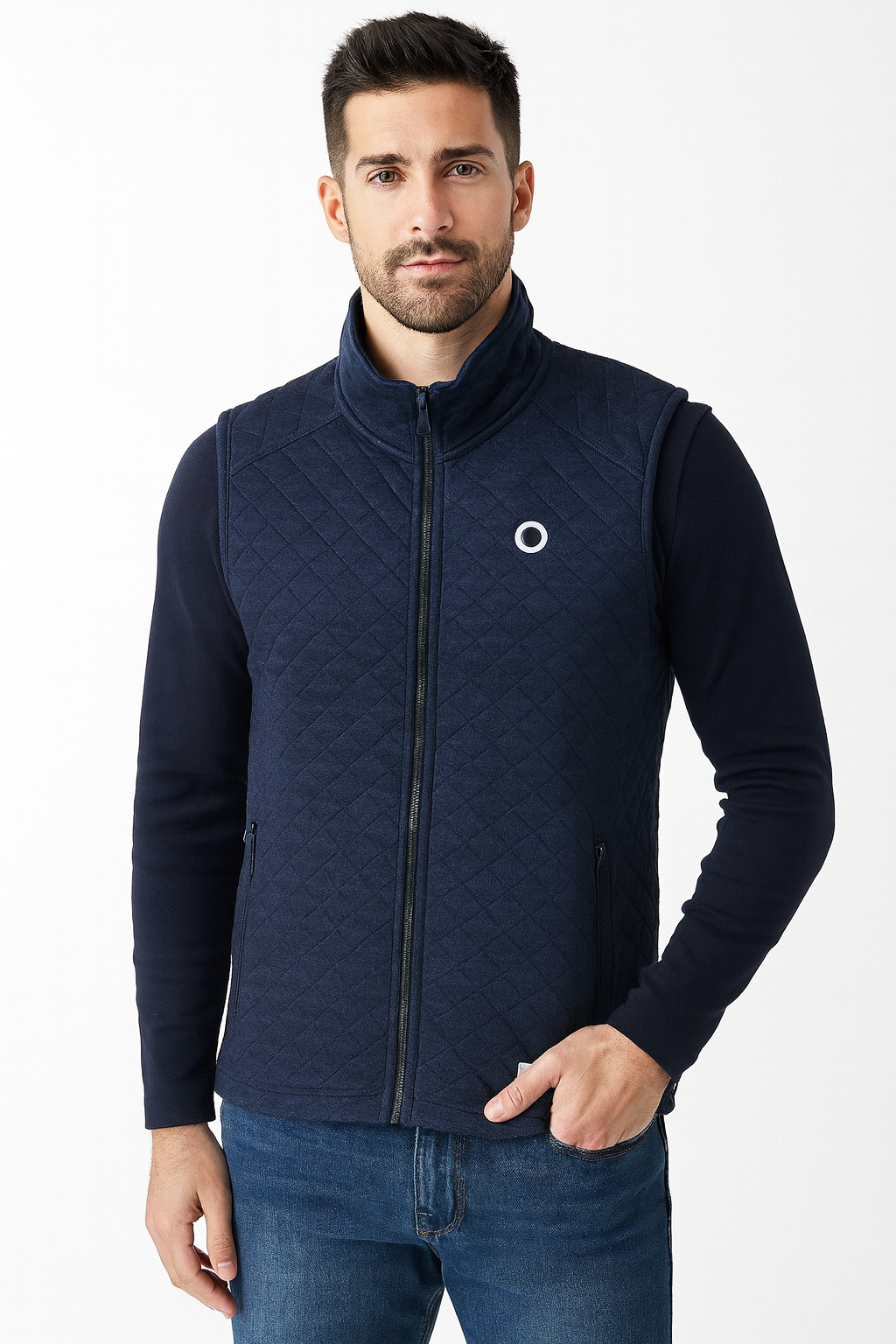Men’s Quilted Sleeveless Jacket – Navy Blue